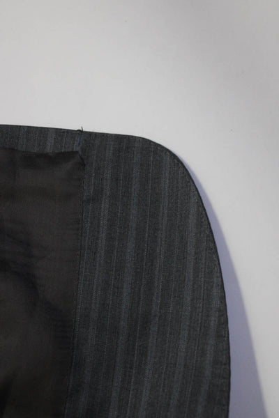 Ermenegildo Zegna Mens Wool Striped Two Button Double Vented Blazer Gray Size 40