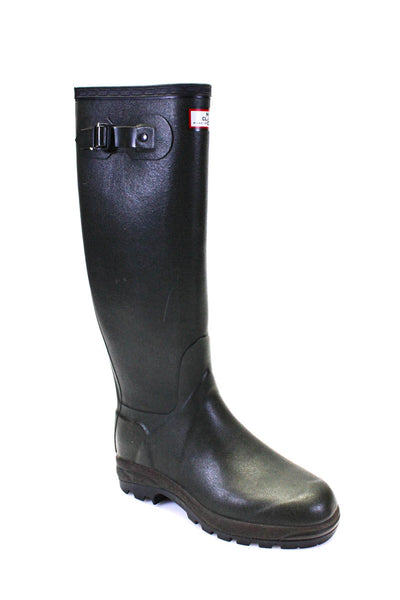 Hunter Womens Rubbed Low Heel Neo Classic Rain Boots Dark Green Size 9US 39EU
