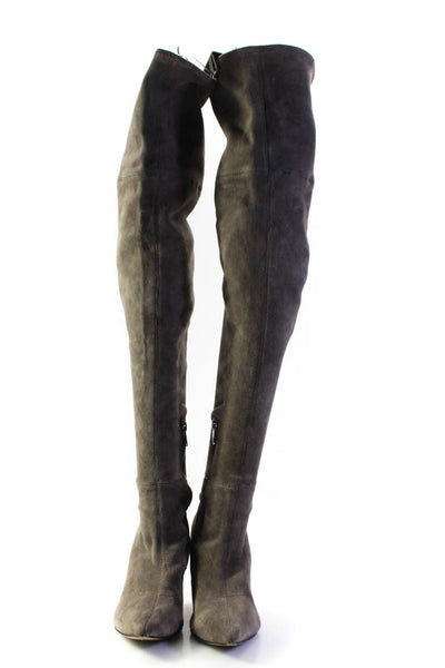 Sigerson Morrison Womens Suede Pointed Toe Over The Knee Boots Gray Size 9 B