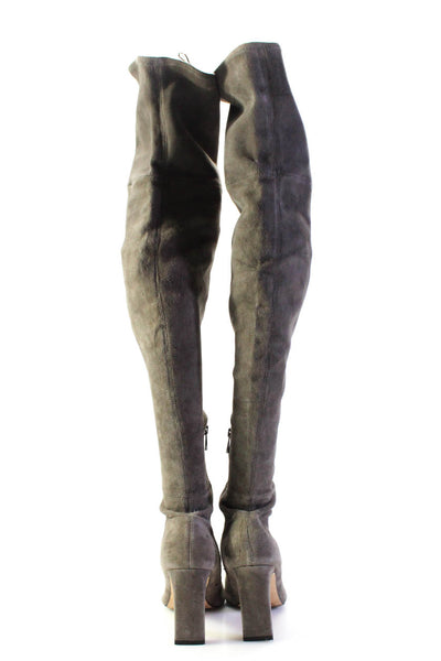 Sigerson Morrison Womens Suede Pointed Toe Over The Knee Boots Gray Size 9 B