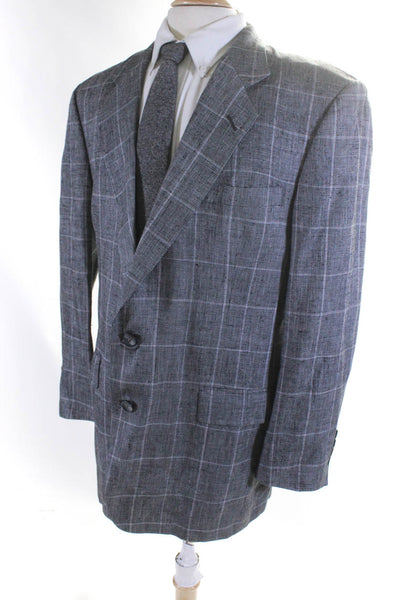 Hart Schaffner Marx Men's Collar Long Sleeves Lined Jacket Gray Plaid Size 42