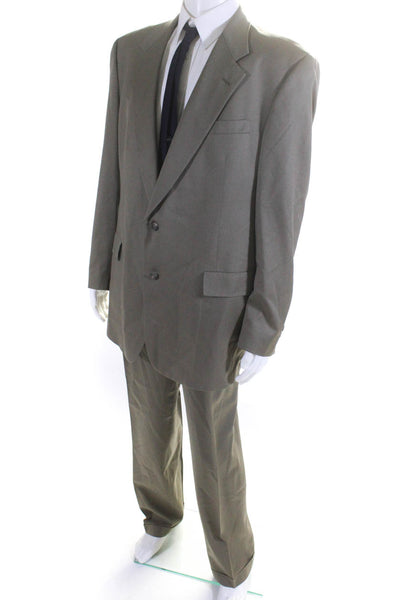 Designer Men's Long Sleeves Line Two Piece Pant Suit Beige Size 42