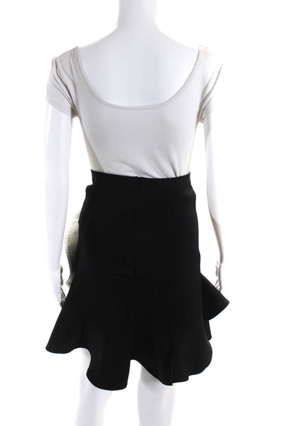 Givenchy Womens A Line Ruffled Hem Slit Knee Length Skirt Black Cream Size 38