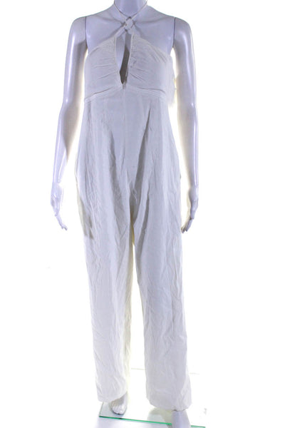 Rag & Bone Women's V-Neck Sleeveless Strappy Wide Leg Jumpsuit White Size 4