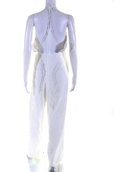 Rag & Bone Women's V-Neck Sleeveless Strappy Wide Leg Jumpsuit White Size 4