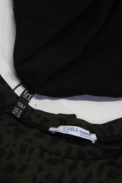Zara Women's Round Neck Short Sleeves Blouse Black Size M Lot 2