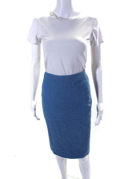 Maglia Women's Zip Closure Slit Hem Midi Skirt Blue Size 42