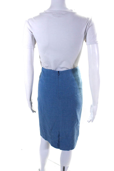 Maglia Women's Zip Closure Slit Hem Midi Skirt Blue Size 42