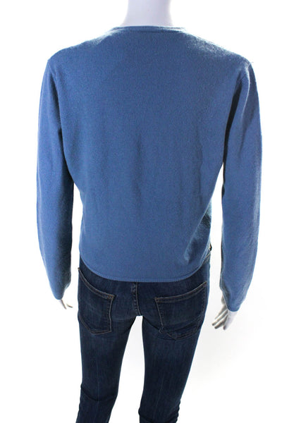 Maglia Women's V-Neck Long Sleeves Embellish Sweater Light Blue Size S