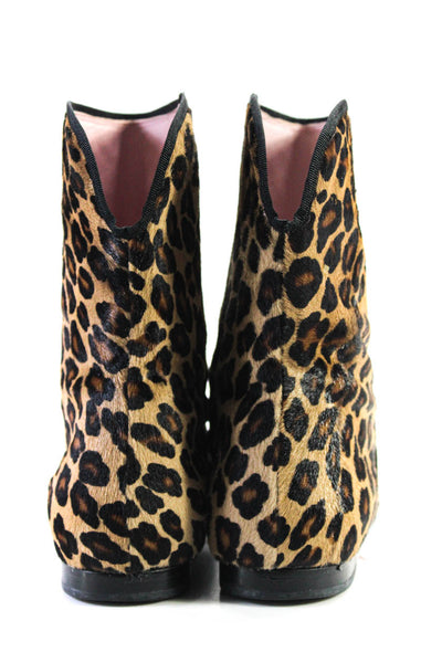 Pretty Ballerinas Womens Slip Om Leopard Pony Hair Boots Brown Size 37