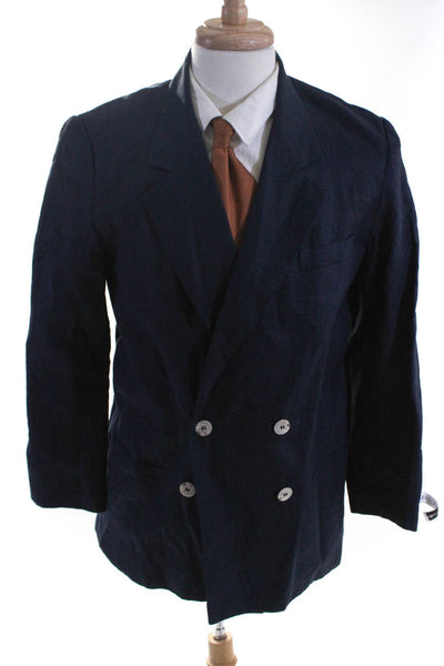 Character Suburban Wear Mens Linen Double Breasted Blazer Jacket Navy Size 40