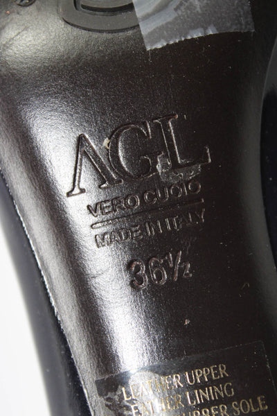 AGL Attilio Giusti Leombruni Womens Block Heel Patent Leather Pumps Black 36.5