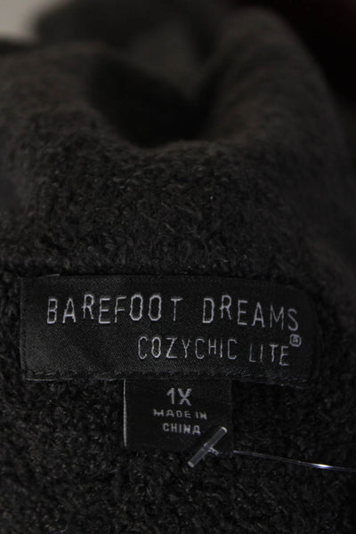 Barefoot Dreams Womens Front Zip Mock Neck Soft Knit Jacket Gray Size 1X