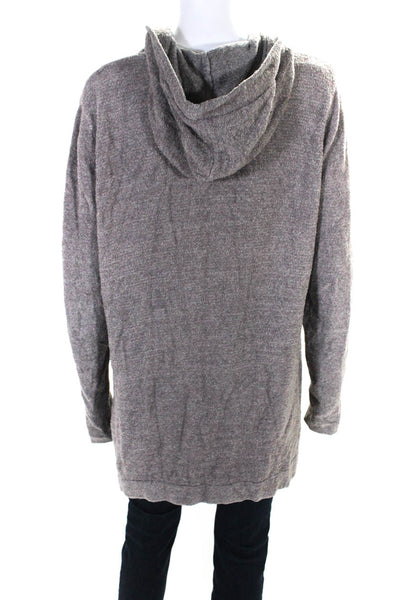 Barefoot Dreams Womens Long Sleeve Hooded Knit Open Cardigan Sweater Brown XL