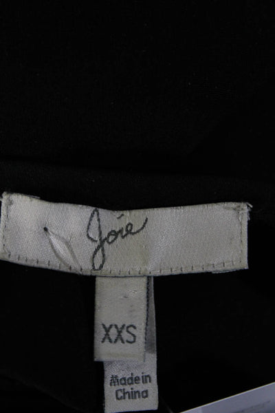 Joie Womens Pleated Cap Sleeve Scoop Neck Silk Shirt Black Size 2XS