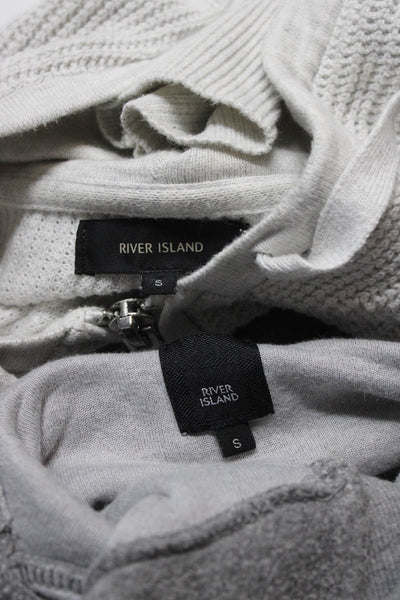 River Island Womens Front Zip Drawstring Hoodie Sweaters Gray Size Small Lot 2