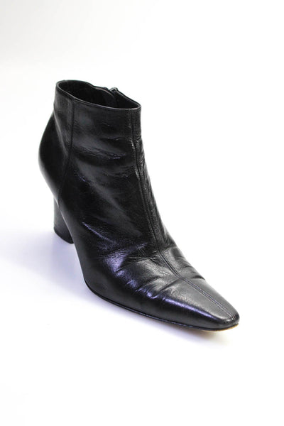 Richard Tyler Womens Leather Zip Up High Heel Ankle Boots Black Size 5M