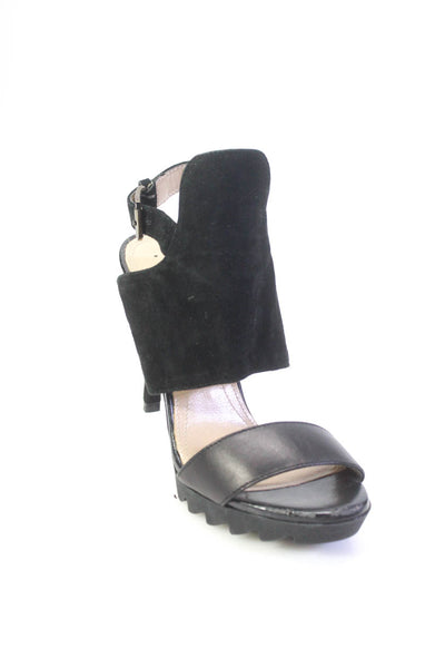 BCBG Max Azria Womens Suede Leather Platform High Heels Black Size 36 6