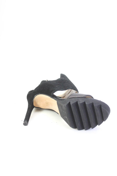 BCBG Max Azria Womens Suede Leather Platform High Heels Black Size 36 6