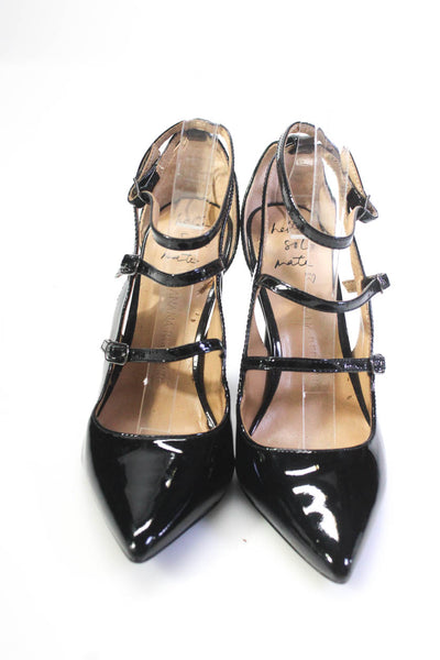 Banana Republic Womens Patent Leather Strappy Closed Toe Heels Black Size 7