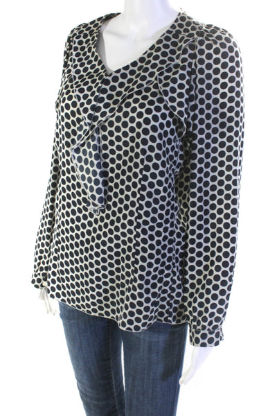 Marni Women's V-Neck Long Sleeves Polka Dot Blouse Size 38