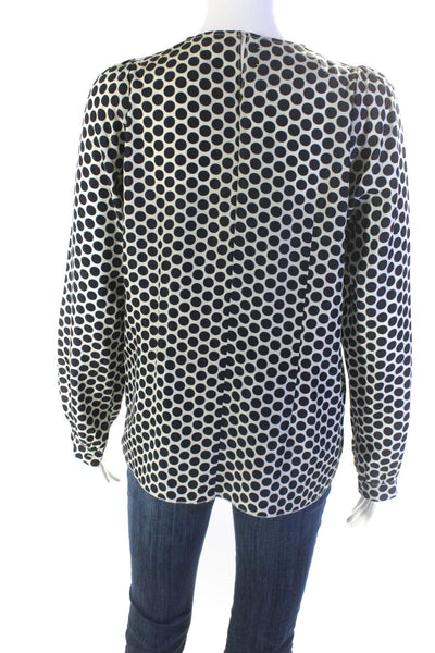 Marni Women's V-Neck Long Sleeves Polka Dot Blouse Size 38