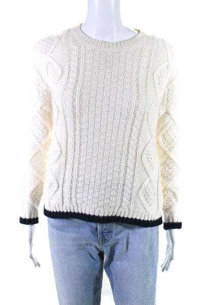 Velvet by Graham & Spencer Womens Cable-Knit Pullover Sweater Cream Size XS