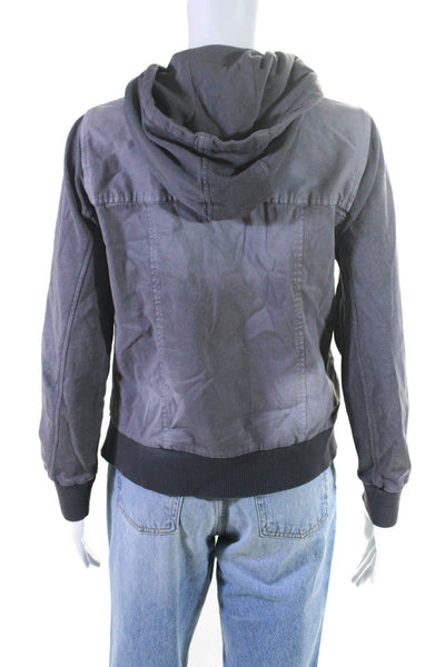 Chaser Womens Cotton Blend Long Sleeve Snap Button-Up Hooded Jacket Gray Size S