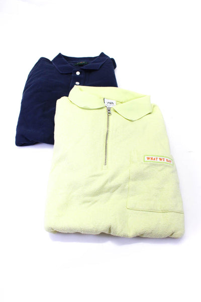 Zara J Crew Mens Short & Long Sleeve Polo Shirts Yellow Size L Lot 2