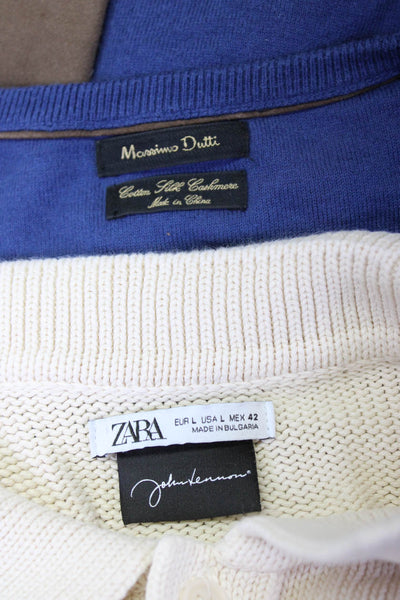 Massimo Dutti Zara Mens Knit Sweaters Tops Blue Size XL L Lot 2