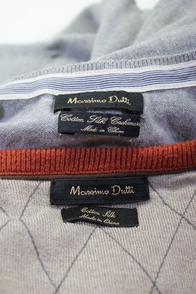 Massimo Dutti Mens Cotton Knit V-Neck Sweaters Orange Size XL Lot 2