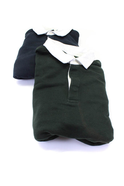 Zara Mens Collared Long Sleeve Polo Shirts Navy Blue Size XL Lot 2