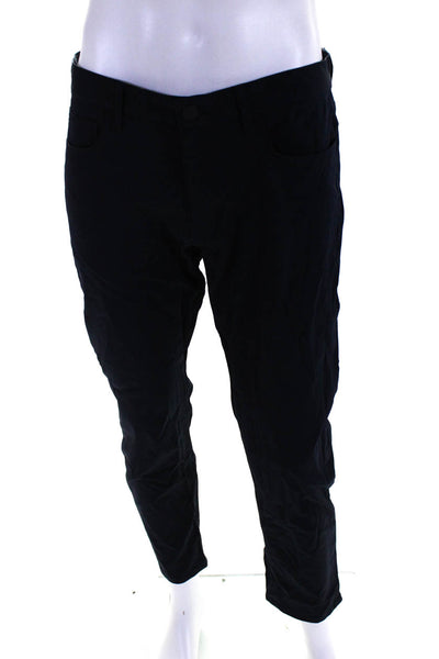 Theory Mens Woven Mid Rise Zip Up Straight Leg Pants Trousers Navy Blue Size 33
