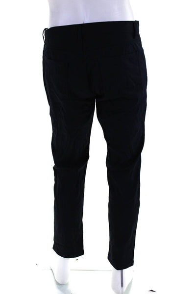Theory Mens Woven Mid Rise Zip Up Straight Leg Pants Trousers Navy Blue Size 33