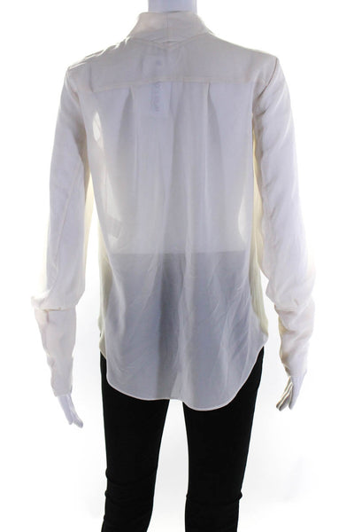 Theyskens Theory Womens Silk Crepe V-Neck Long Sleeve Blouse Top White Size P