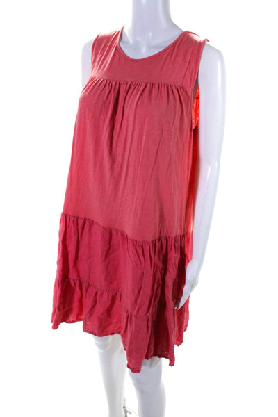 Velvet by Graham & Spencer Womens Tiered Sleeveless Tank Dress Coral Pink Size M