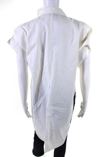 Rag & Bone Womens Cuffed Short Sleeved Collared Button Down Shirt White Size L