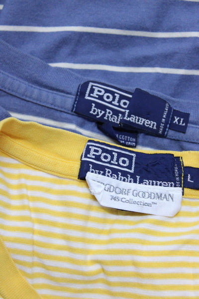 Polo Ralph Lauren Mens Striped Short Long Sleeve Tops Blue Size L XL Lot 2