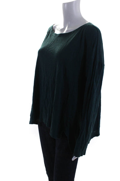 Eileen Fisher Womens Long Sleeve Boat Neck Oversize Top T Shirt Dark Green Large