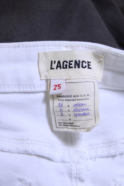 L Agence Womens Zipper Fly High Rise Skinny Margot Jeans White Denim Size 25