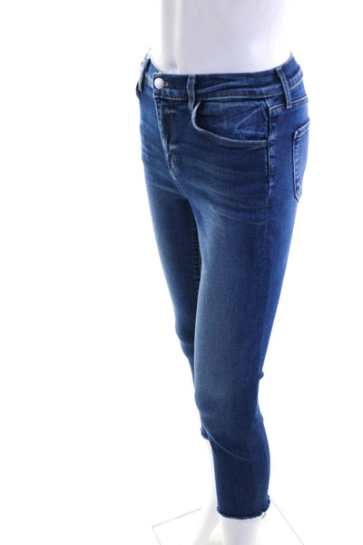 L Agence Womens Medium Wash High Rise Sada Slim Cropped Jeans Blue Size 25