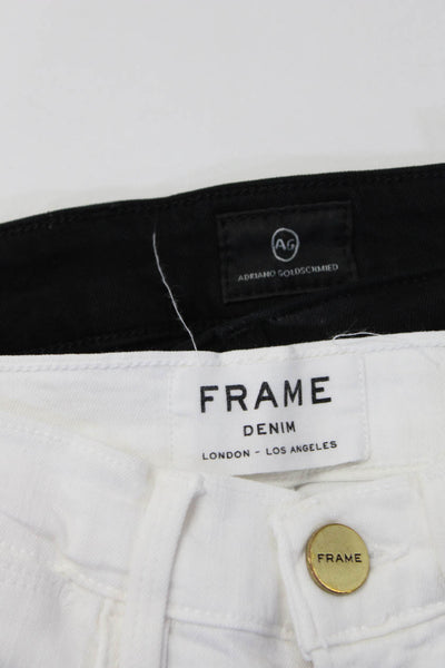 Frame Denim AG Womens High Rise Straight Skinny Jeans White Black 24 25 Lot 2