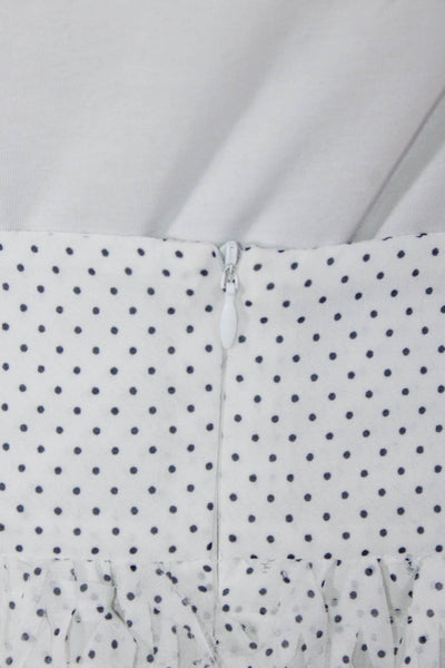 Koch Womens Polka Dot Shredded Mini Skirt White Black Size Medium