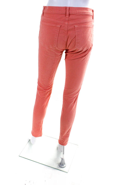 J Brand Womens Mid Rise Skinny Leg Pants Kumquat Pink Cotton Size 28