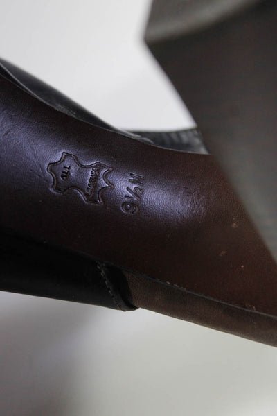 Tory Burch Womens Leather Peep Toe Slingbacks Pumps Black Size 9.5 Medium