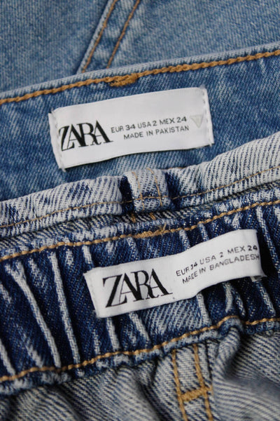 Zara Womens Denim Shorts Straight Leg Jeans Blue Size 2 Lot 2