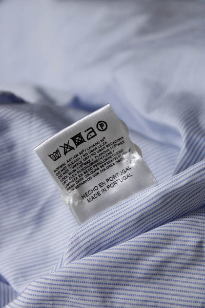 Edmmond Studios Mens Button Front Vertical Striped Dress Shirt Blue White Small