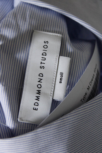 Edmmond Studios Mens Button Front Vertical Striped Dress Shirt Blue White Small