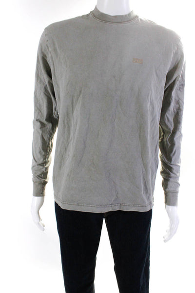 Kith Mens Long Sleeve Crew Neck Logo Tee Shirt Gray Cotton Size Small
