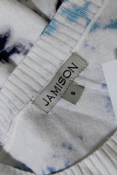 Jamison Womens Tie Dye Dolman Sleeve Crew Neck Sweater Blue White Size Small